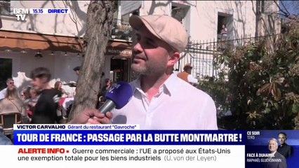 "Je suis très heureux": un restaurateur de la butte Montmartre se félicite que le peloton du Tour de France passe devant son établissement pour la dernière étape de l'édition 2025
