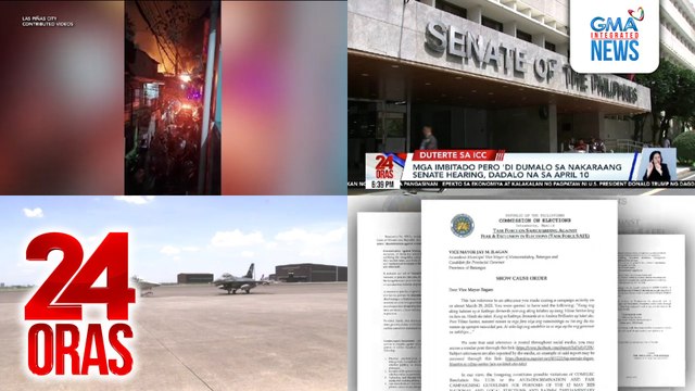 24 Oras: (Part 1) 4 na magkakaanak, patay nang ma-trap sa nasusunog na bahay; VP Duterte, bukas sa pagdalo sa pagdinig ng Senado ukol sa pag-aresto kay FPRRD; Jay Manalo Ilagan, pinagpapaliwanag dahil sa pahayag na laos si Vilma Santos-Recto, atbp.