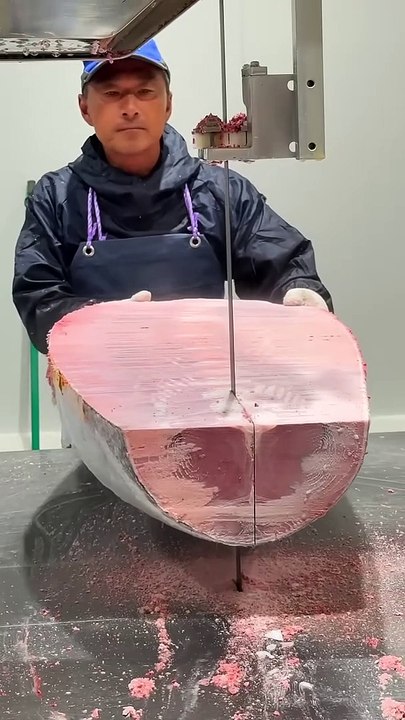 Huge Frozen Tuna Cutting #food #seafood #tuna #japan