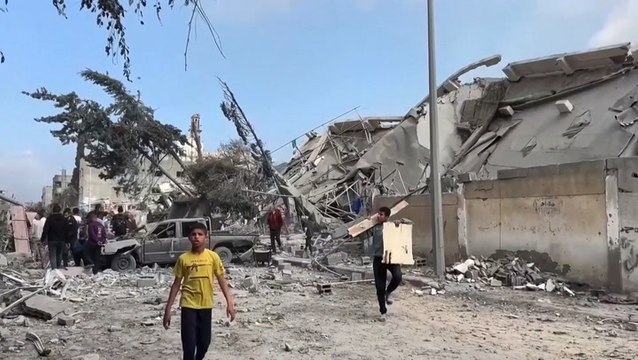 Gaza school sheltering displaced families reduced to rubble after Israeli strike