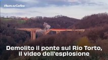 Demolito il ponte sul Rio Torto, il video dell'esplosione