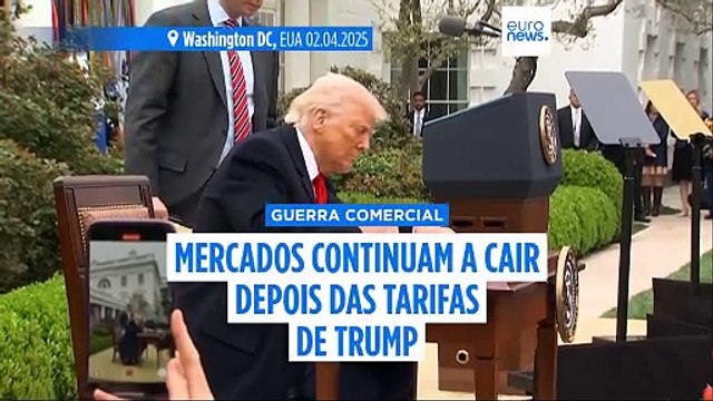 Mercados europeus e norte-americanos continuam a cair após as tarifas globais impostas por Trump