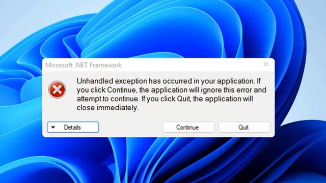 Solved - Microsoft .net framework unhandled exception has occurred in your application