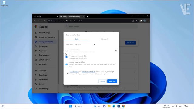 Solved - Can't clear Chrome browsing history data
