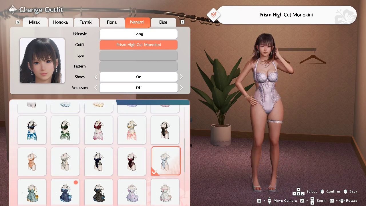 nanami all outfits/hairstyles Venus Vacation PRISM DEAD OR ALIVE Xtreme