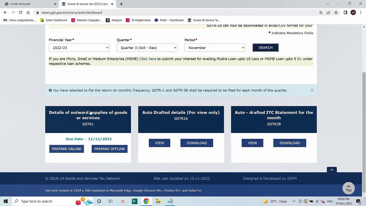 How to Add Credit Note Entry in GST Portal for GSTR1 !!!