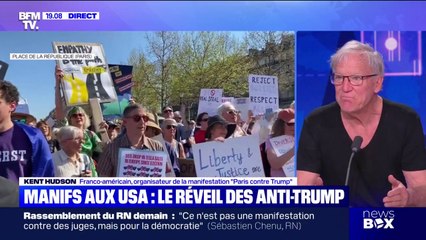 Kent Hudson, organisateur de la manifestation "Paris contre Trump", indique que Donald Trump "est puni par les consommateurs"