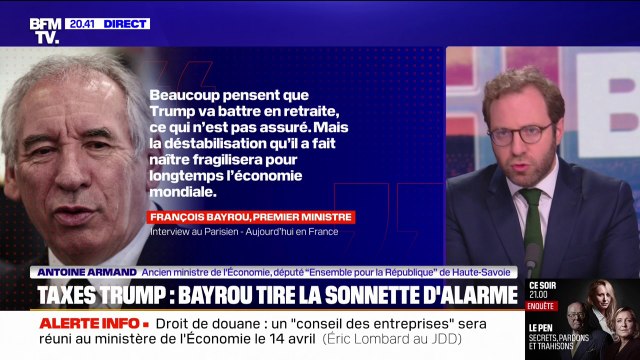 Taxes Trump: La situation mondiale est absolument dramatique d'un point de vue macro-économique , indique Antoine Armand, ancien ministre de l'Économie