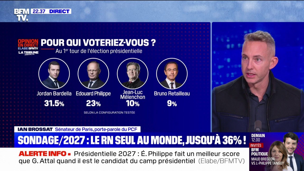 Sondage présidentielle 2027: "La gauche a besoin d'avoir un candidat qui rassemble", indique Ian Brossat, sénateur de Paris, porte-parole du PCF