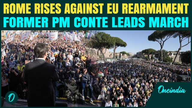 Thousands Protest EU's €800B Rearmament Plan in Rome, Led by Ex-PM Conte Against Militarization Push