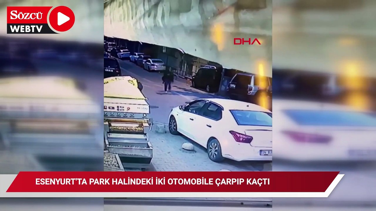 Esenyurt'ta park halindeki iki otomobile çarpıp kaçtı