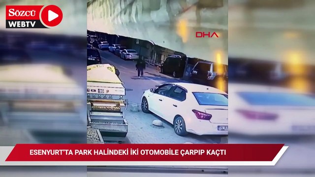Esenyurt'ta park halindeki iki otomobile çarpıp kaçtı