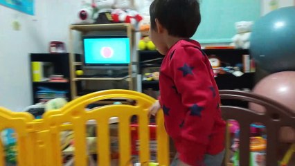 Eテレいないいないばあっ!のてんとうむしの映像をゴキゲンな様子で見る4歳児男の子（発達障がい（知的障害）-自閉性スペクトラム症）