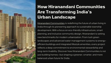 How Hiranandani Communities Are Transforming India’s Urban Landscape