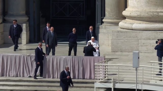 Pope Francis makes first public appearance since leaving hospital two weeks ago