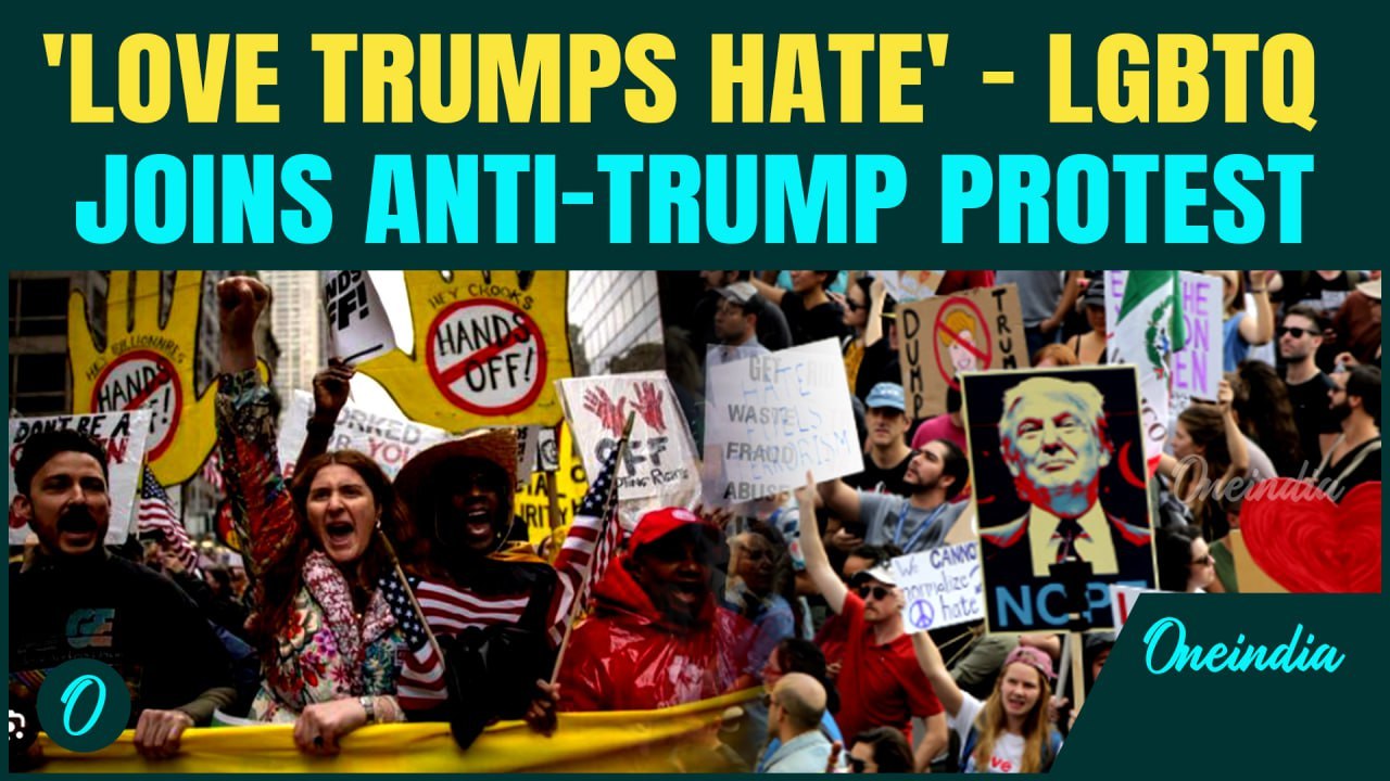 Watch | LGBTQ+ Groups Join Massive ‘Hands Off’ Protests Against Trump-Musk Policies Across U.S