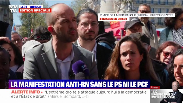 Meeting à Paris: Que le Parti socialiste manque à la bataille contre l'extrême droite, malheureusement ce n'est pas la première fois , déclare Manuel Bompard (LFI)
