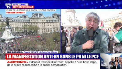 Absence du PS et du PCF au meeting: "Je pense que tout le monde aurait dû être là", regrette Éric Coquerel (LFI)