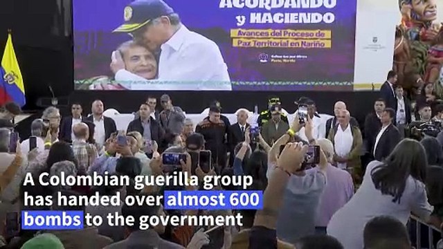 Colombian rebel group hands over bombs to government as gesture of peace