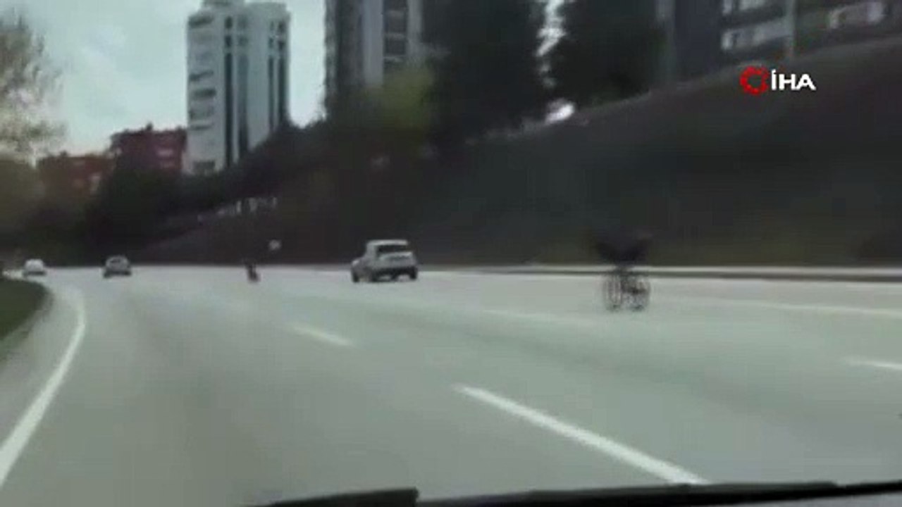 Trafikte korkutan görüntü! Hayatlarını tehlikeye attılar!