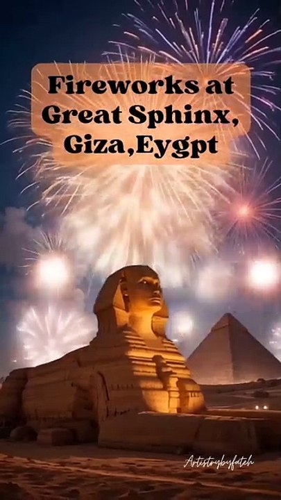 Fireworks at Great Sphinx , Egypt  AI generated