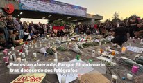 Protestan afuera del Parque Bicentenario tras deceso de dos fotógrafos