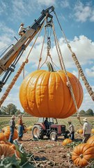 Massive Pumpkin Transport! Tractor, Crane & Crew in Action!