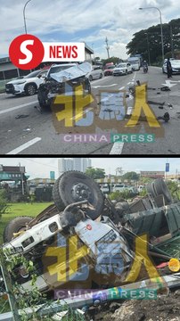 Three survive car and lorry collision in Bukit Mertajam