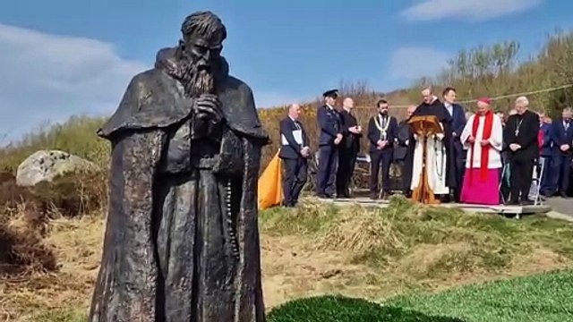 Unveiling of statue commemorating Friar Seamus Hegarty at Fr Hegarty's Rock in Buncrana, Co. Donegal