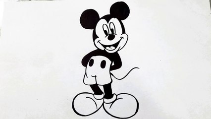 How to draw mickey mouse easy step by step __ Cartoon drawing