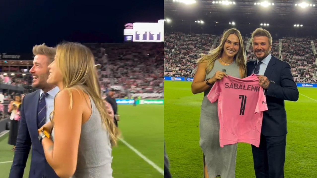 Tennis - WTA 2025 - Aryna Sabalenka reçoit son propre maillot de l'Inter Miami de la part de David Beckham