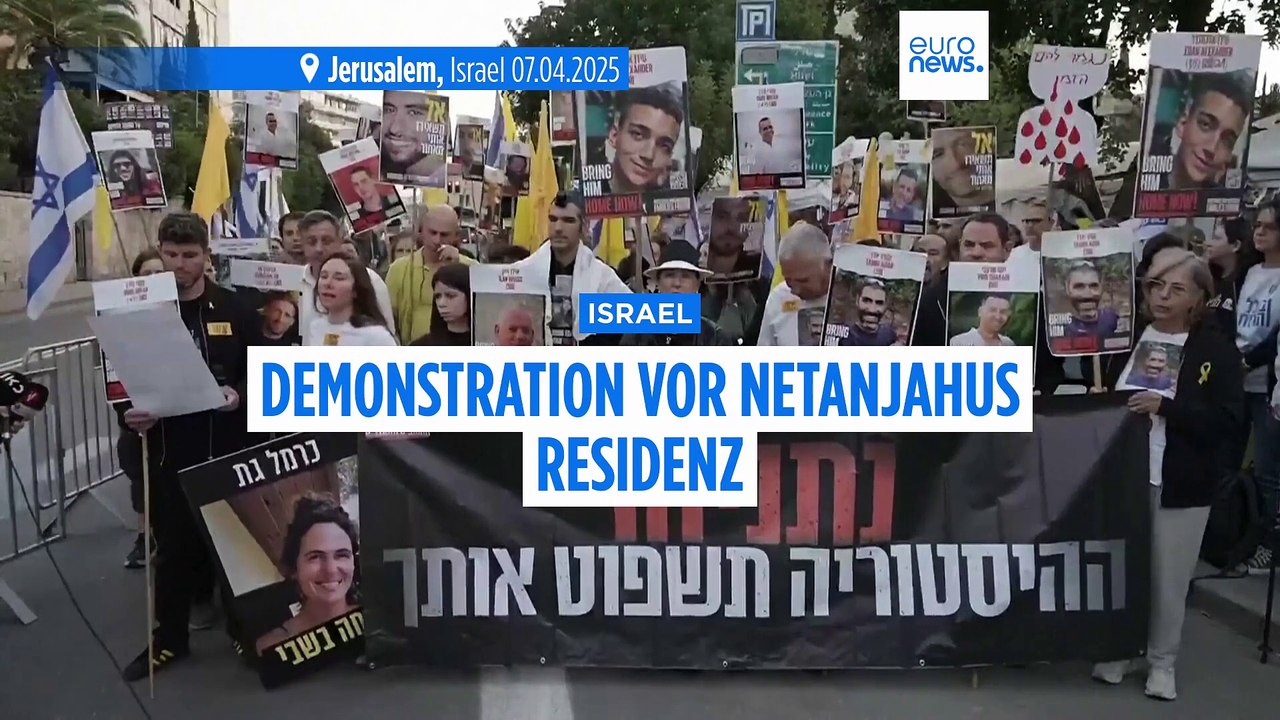 Kundgebung für Geiseln vor Netanjahus Residenz in Jerusalem