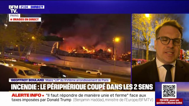 Incendie dans un centre de tri à Paris: Des moyens très importants sont déployés, le périphérique va être coupé dans les deux sens , indique Geoffroy Boulard (maire LR du 17ème arrondissement)
