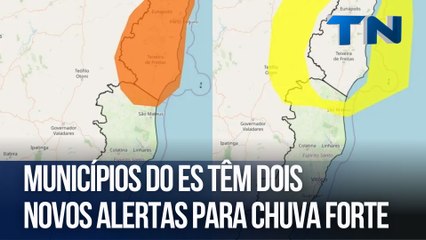 Municípios do ES têm dois novos alertas para chuva forte