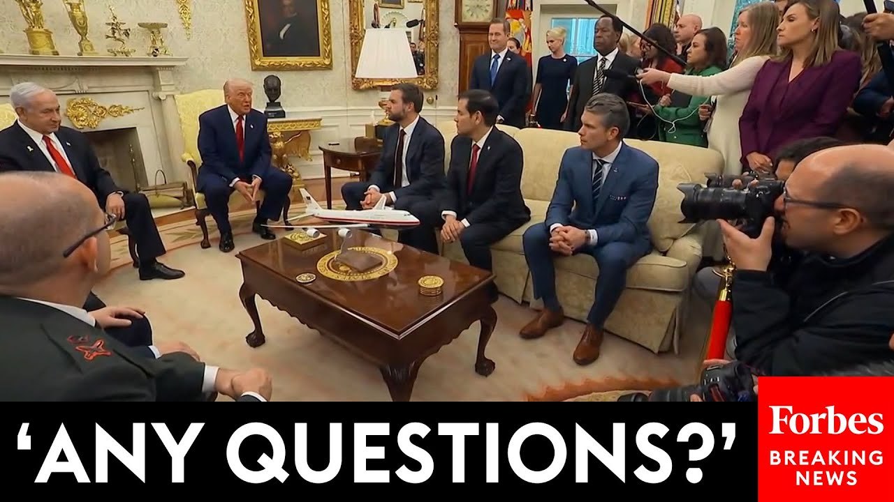 Trump Takes Reporters' Questions About Tariffs During Oval Office Meeting With Benjamin Netanyahu