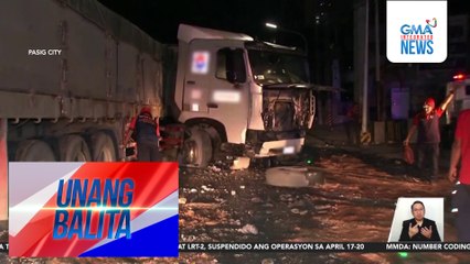 Mga concrete barrier sa C-5, inararo ng 22-wheeler; nagdulot ng matinding traffic | Unang Balita