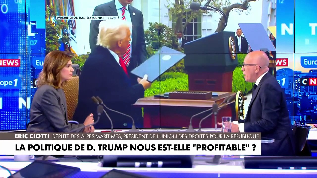 Droits de douane américains : «Il faut une riposte, autrement, on sera bouffés», assure Éric Ciotti