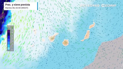 Episodio destacado de lluvias en Canarias al paso de Olivier