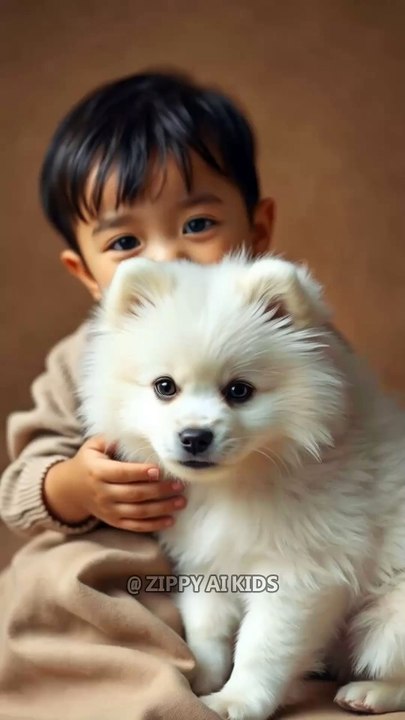 Cute puppy playing with little kid #ai #happiness #cute #puppy
