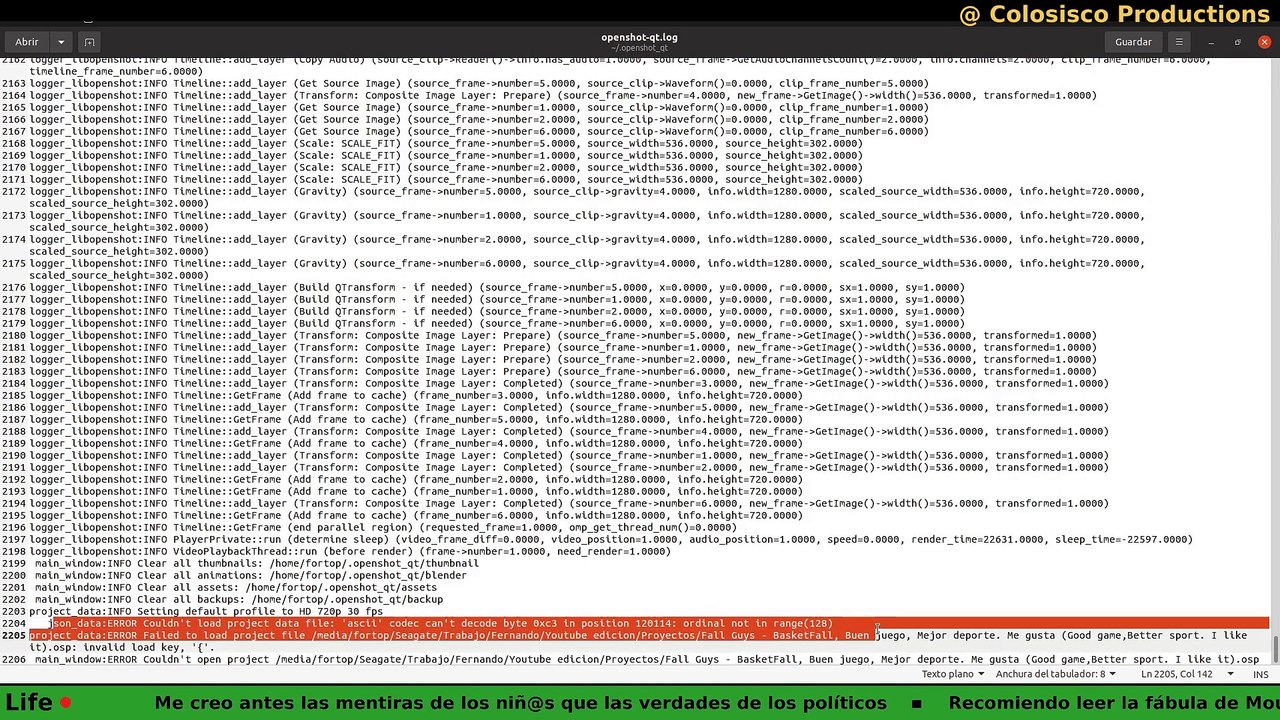 OpenShot #1 -  Error Invalid load key {