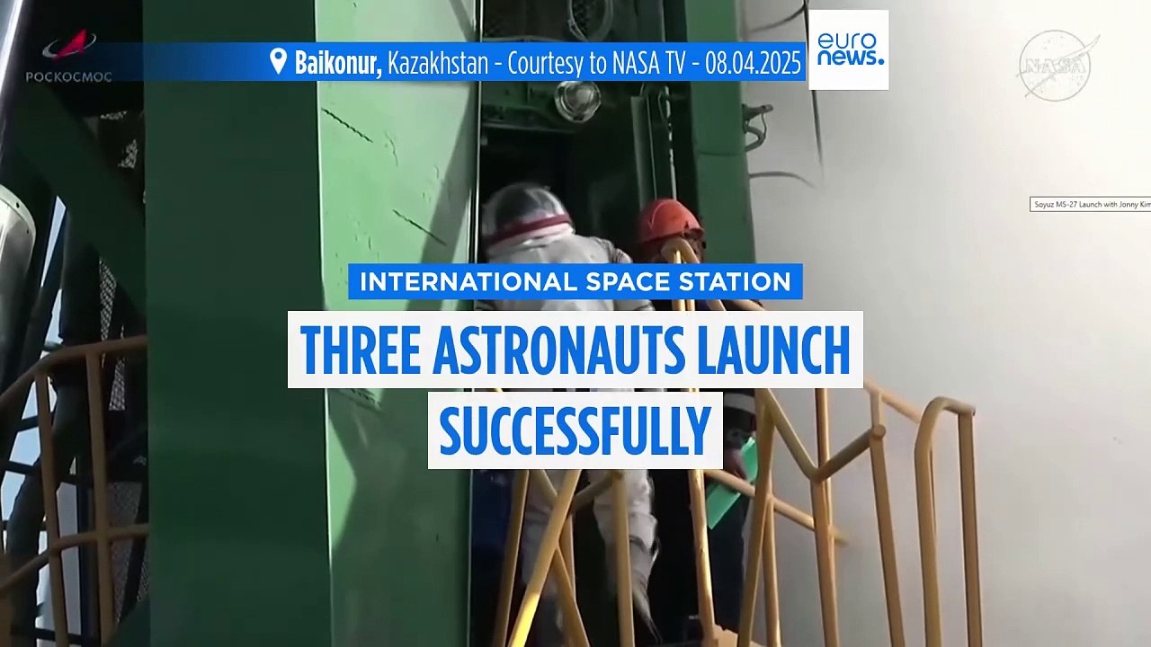 NASA astronaut and Russian crewmates arrive at the International Space Station