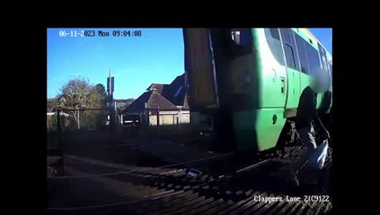 Video shows near miss as teens misuse level crossing