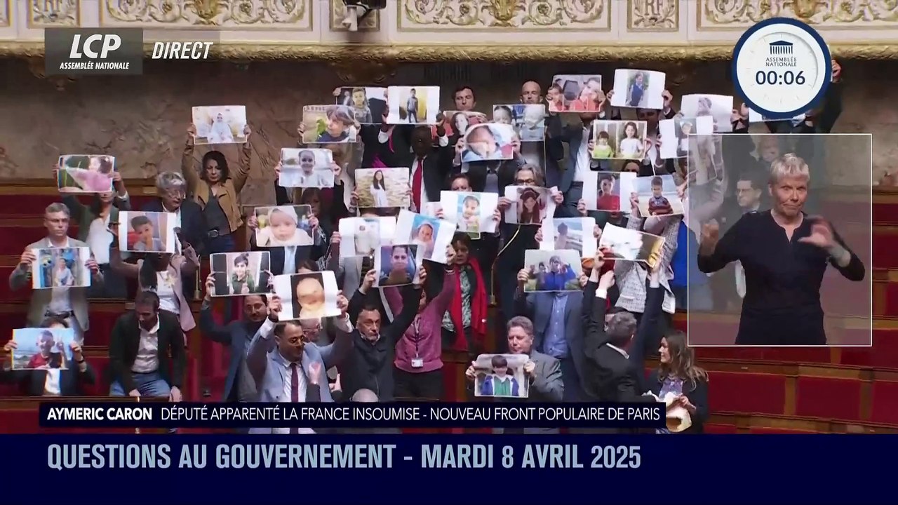 Incident à l'Assemblée Nationale lorsque les députés Insoumis brandissent des photos d'enfants victimes de la guerre dans la bande de Gaza