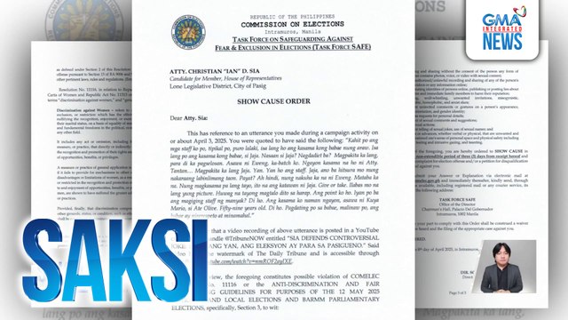 Kandidatong pinuna dahil sa biro niya ukol sa solo parents, pinagpapaliwanag muli ng Comelec dahil naman sa sinabi niya tungkol sa katawan ng kanyang staff | Saksi