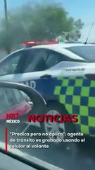 Indignación en redes tras difundirse video de un elemento de Movilidad de San Nicolás utilizando su celular mientras conduce. El municipio aún no se pronuncia.