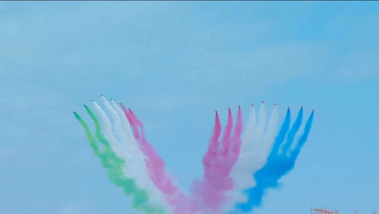 King and Queen watch Red Arrows over Rome during Italy state visit