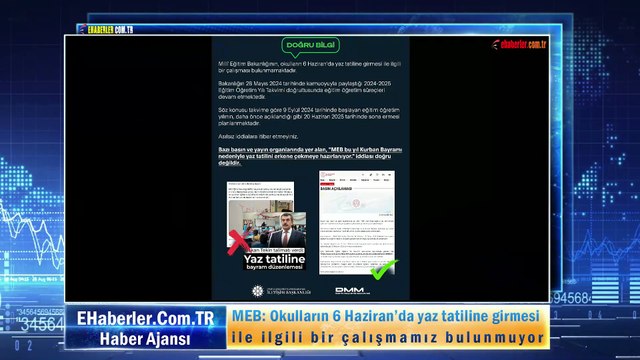MEB: Okulların 6 Haziran’da yaz tatiline girmesi ile ilgili bir çalışmamız bulunmuyor