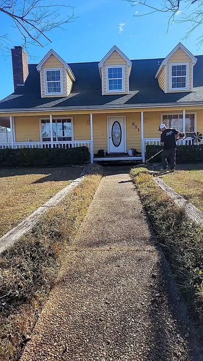 I was doing a leaf and yard clean up here at this property and noticed the monkey grass had weeds and dead grass coming through, so you know I had to shape it up 🤷🏼‍♂️🔥#law