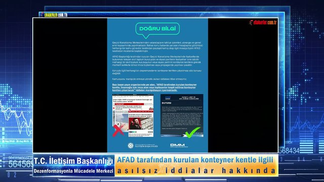 AFAD tarafından kurulan konteyner kentle ilgili asılsız iddialar hakkında