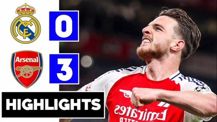 Declan Rice two Goals - Arsenal vs Real Madrid 3-0 Highlights And goals - Champions League 2025